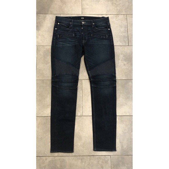 Hudson Jeans 36x34 Blinder Biker‎ Skinny Motorcycle Button Fly Dark Stone Wash